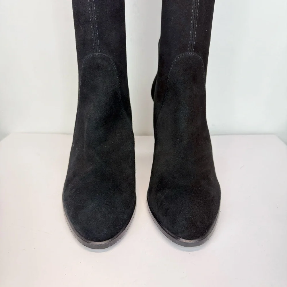 New Stuart Weitzman Highland Over The Knee Boot Black Suede Sz 9